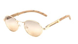 Scholar Luxury Oval Metal & Faux Wood Sunglasses