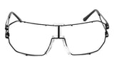 Hustler Oversized Wrap Around Shield Aviator One Piece Lens Sunglasses w/ Clear Lenses