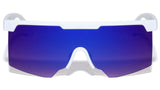 Oversized Semi Rimless Square Shield Aviator One Piece Lens Sunglasses