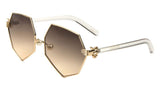 Geometric Oversized Pearl Nose Pad Clown Hand Hinge Aviator Sunglasses