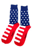 Fine Fit USA United States American Flag Patriotic Pattern Knit Crew Socks