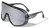 Futuristic Oversized Shield One Piece Lens Wrap Around Sport Sunglasses