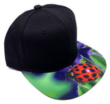 Black Sublimated Print Bill Strapback Hat
