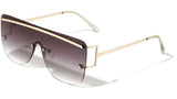Flat Top Rimless Square Shield Aviator One Piece Lens Luxury Sunglasses