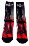 Friday The 13th Jason Voorhees Machete Splatter Premium Sublimated Mens Crew Socks