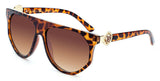 Kleo Flat Top Square Lion Head Medallion Luxury Sunglasses