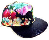 E-Flag Multicolor Faux Black Stingray Leather 5 Panel Strapback Hat