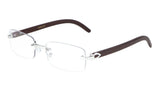 Dapper Rimless Rectangular Metal & Faux Wood Eyeglasses / Clear Lens Sunglasses - Frames