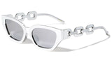 Womens Slim Cat Eye Gold Cuban Link Retro Sunglasses