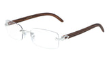 Dapper Rimless Rectangular Metal & Faux Wood Eyeglasses / Clear Lens Sunglasses - Frames