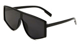 Flat Top Shield One Piece Lens Wrap Around Sunglasses