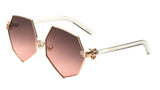 Geometric Oversized Pearl Nose Pad Clown Hand Hinge Aviator Sunglasses