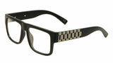 Watch Band Link Chain Square Luxury Sunglasses w/ Clear Lenses