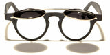 Flip Up Round Metal & Faux Wood Frame Steampunk Sunglasses