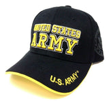 United States Army Black & Yellow Text Logo Adjustable Hat