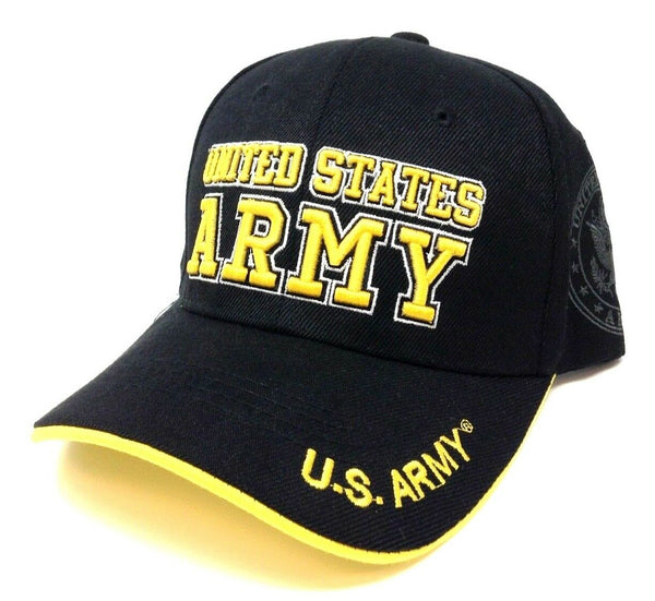 United States Army Black & Yellow Text Logo Adjustable Hat