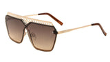 Womens Oversized Metal Mesh Grill Shield One Piece Lens Sunglasses