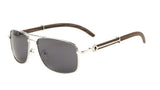 Associate Metal & Faux Wood Square Aviator Luxury Sunglasses