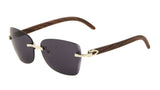 Debutante Womens Rimless Metal & Faux Wood Square Luxury Sunglasses
