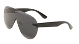 Disco Rimless Oversized Shield Mono One Piece Lens Futuristic Sunglasses