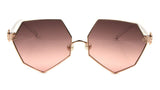 Geometric Oversized Pearl Nose Pad Clown Hand Hinge Aviator Sunglasses