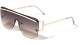 Flat Top Rimless Square Shield Aviator One Piece Lens Luxury Sunglasses
