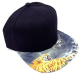 Black Sublimated Print Bill Strapback Hat