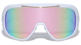 Futuristic Oversized Shield One Piece Lens Wrap Around Sport Sunglasses