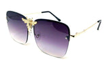 3D Killer Bee Luxury Hip Hop Half Rim Square Aviator Sunglasses