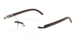 Debutante Womens Rimless Metal & Faux Wood Eyeglasses / Clear Lens Sunglasses