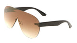 Disco Rimless Oversized Shield Mono One Piece Lens Futuristic Sunglasses