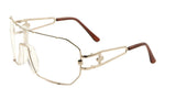 Hustler Oversized Wrap Around Shield Aviator One Piece Lens Sunglasses w/ Clear Lenses