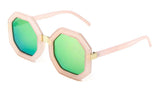 Thick Bold Oversized Frame Octagon John Lennon Luxury Sunglasses w/ Flat Lenses