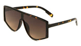 Flat Top Shield One Piece Lens Wrap Around Sunglasses