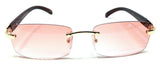 Dilettante Slim Rimless Rectangular Metal & Faux Wood Aviator Sunglasses