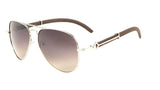 Maverick Metal & Faux Wood Aviator Luxury Sunglasses