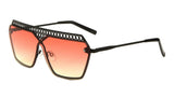 Womens Oversized Metal Mesh Grill Shield One Piece Lens Sunglasses