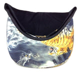 Black Sublimated Print Bill Strapback Hat