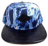 E-Flag Multicolor Faux Black Stingray Leather 5 Panel Strapback Hat