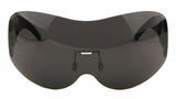 Alps Rimless Oversized Shield Mono Lens Futuristic Retro Sunglasses