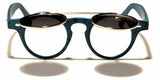 Flip Up Round Metal & Faux Wood Frame Steampunk Sunglasses