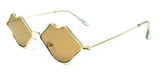 Kiss Sexy Lips Shaped Metal Wire Fame Lolita Sunglasses