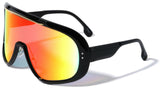 Futuristic Oversized Shield One Piece Lens Wrap Around Sport Sunglasses