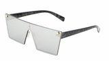 Art Deco Flat Top Shield One Piece Floating Lens Sunglasses