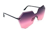 Rimless Oversized Laser Cut Futuristic One Piece Shield Lens Luxury Sunglasses