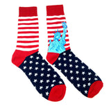 Fine Fit USA United States American Flag Patriotic Pattern Knit Crew Socks