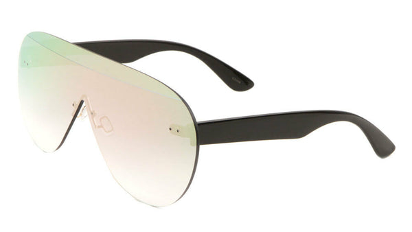 Disco Rimless Oversized Shield Mono One Piece Lens Futuristic Sunglasses