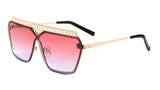 Womens Oversized Metal Mesh Grill Shield One Piece Lens Sunglasses