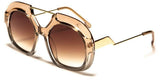 Fancy Thick Bold Trendy Oversized Elegant Round Circle Lens Sunglasses