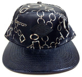 E-Flag Multicolor Faux Black Stingray Leather 5 Panel Strapback Hat